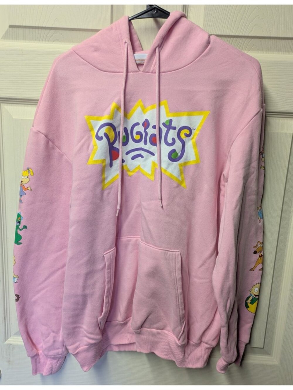 Nickelodeon Hoodie Rugrats Large Sweatshirt Pullover Pink Grunge Retro Style